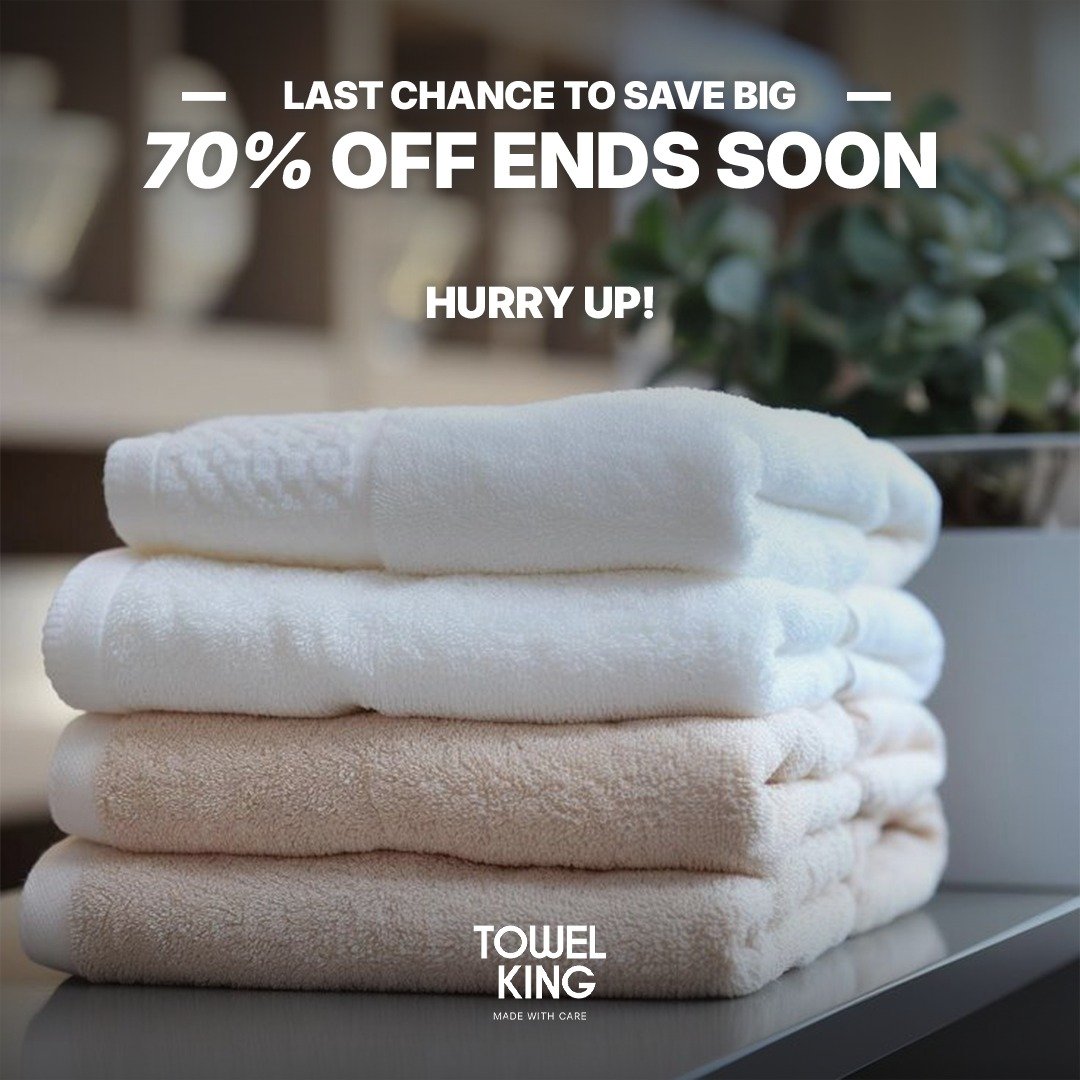 Don’t let comfort slip away. Our August sale is about to end and with it, the chance to save up to 70%!

Stock up now. Make every bath, every dry-off, every moment, a little softer.
Because soft never goes out of style.

#TowelKing #FinalCall #AugustSale #LastChanceDeal #70OffEnding #HurryNow #SoftnessRush #EverydayLuxury #ComfortCountdown