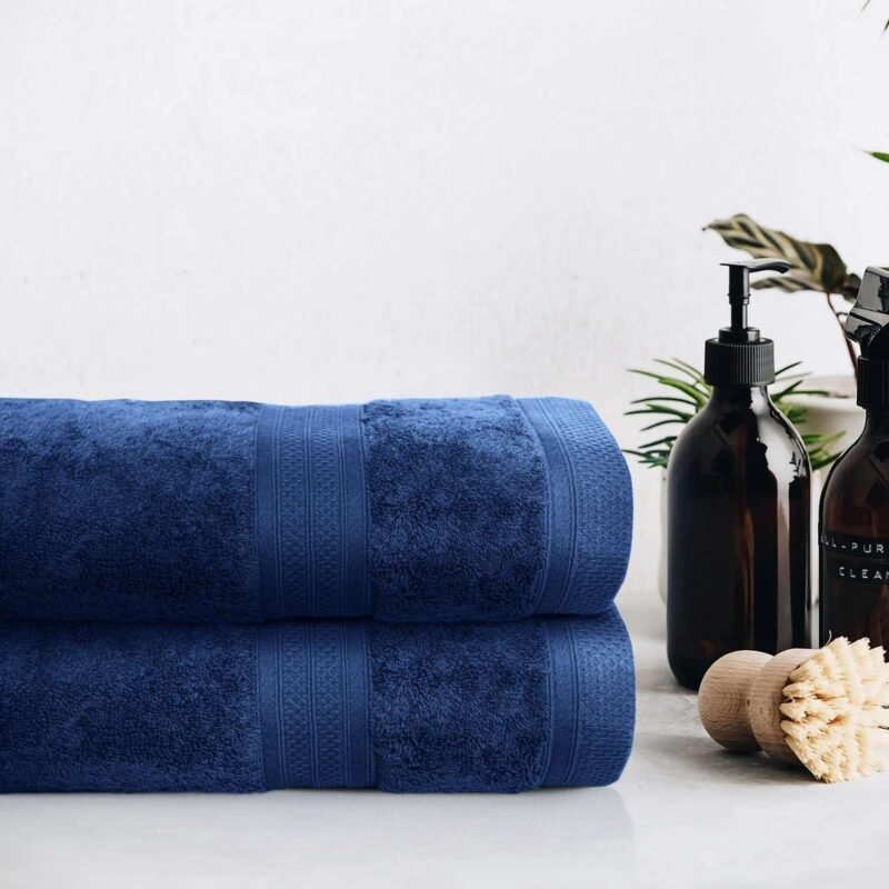 Pure Organic Cotton Bath Sheet Navy Blue