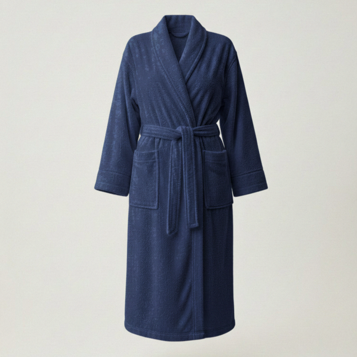 Natural Cotton Bathrobe - Navy